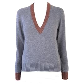 Chanel-Paris / Rome Runway Grey Cashmere Jumper 36 FR-Grey