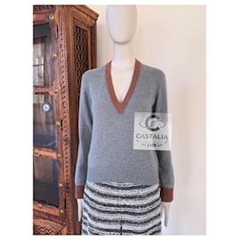 Chanel-Paris / Rome Runway Grey Cashmere Jumper 36 FR-Grey