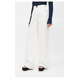 Chanel-Chanel V-cut Front Wide Leg Trousers-White