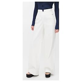 Chanel-Chanel V-cut Front Wide Leg Trousers-White