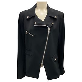 Veronica Beard Black Hadley Zip-front Scuba Jacket Black