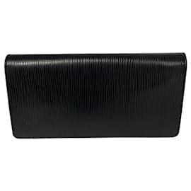 Louis Vuitton-Louis Vuitton Black Epi Leather Long Brazza Wallet-Black