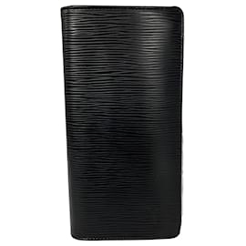 Louis Vuitton-Louis Vuitton Black Epi Leather Long Brazza Wallet-Black