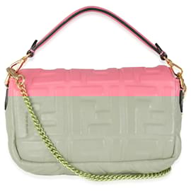 Fendi-Sac Baguette Mini Fendi Dalia FF 1974 en Nappa embossé rose-Rose