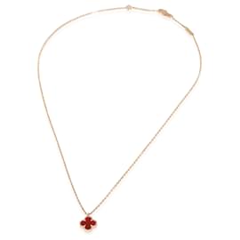 Van Cleef & Arpels-Van Cleef & Arpels Rose Gold Carnelian Sweet Alhambra Pendant-Other