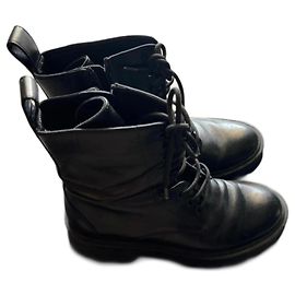 Botas Hugo Boss de couro preto com cadarços Preto