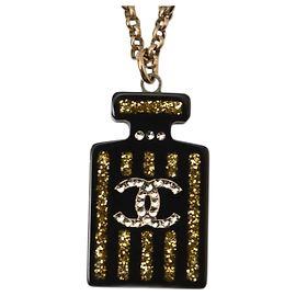 Collana Pendente Nera e Dorata Chanel Nero D'oro
