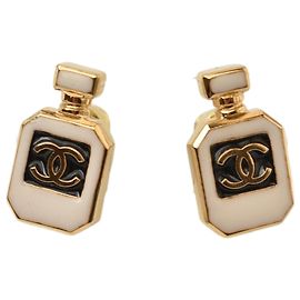 Chanel Gold Plated Stud Earrings Golden