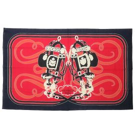 Hermès Bufanda de Algodón Multicolor Ceremonial Bridle Hermes Negro Roja Azul marino