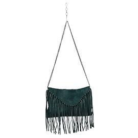 Autre Marque Sac à main Wings en cuir de python vert à franges et chaîne Vert