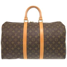 Louis Vuitton-Louis Vuitton Keepall 45 Monogram Boston Bag-Brown,Monogram
