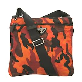 Prada-Prada Camouflage Sacoche Nylon Shoulder Bag-Black,Orange