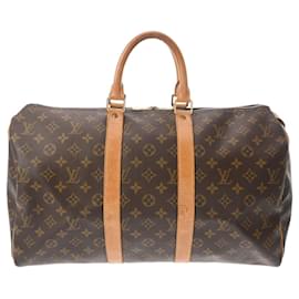 Louis Vuitton-Louis Vuitton Monogram Keepall 45 Brown Boston Bag-Brown