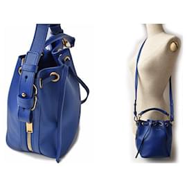 Yves Saint Laurent-Saint Laurent Leather Emmanuel Handbag 340240-Blue