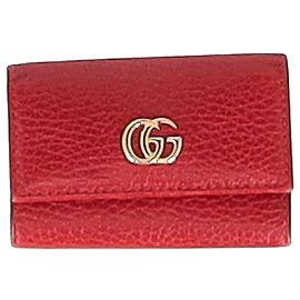 Porte-clés Gucci GG Marmont en cuir rouge Rouge Bordeaux