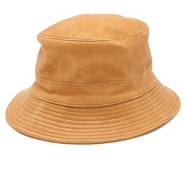 Hermès-Hermes Calfskin Bucket Hat Beige-Brown,Beige