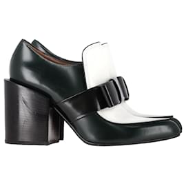Marni-Marni Two Tone Loafer Pumps in Green Leather-Green