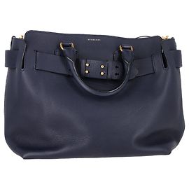 Burberry Large Marais Tote Bag in Navy Blue Calf Leather Blue Navy blue