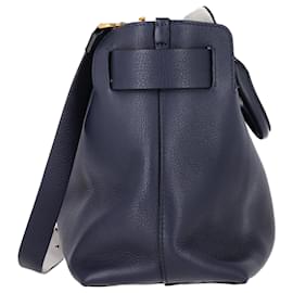 Burberry- Burberry Large Marais Tote Bag in Navy Blue Calf Leather-Blue,Navy blue