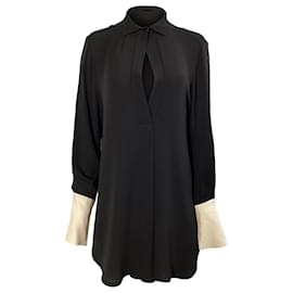 Petar Petrov-Petar Petrov Button-Up Top in Black Silk-Black