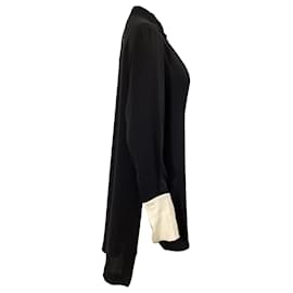 Petar Petrov-Petar Petrov Button-Up Top in Black Silk-Black