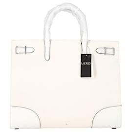 Autre Marque- Lauren Ralph Lauren Initials Tote Bag in White Canvas-White,Cream