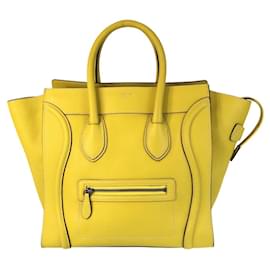 Céline-Celine Luggage Mini Shopper Leather Tote-Yellow