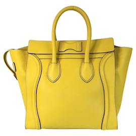 Céline-Celine Luggage Mini Shopper Leather Tote-Yellow
