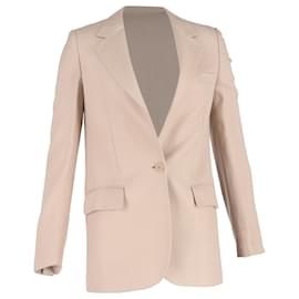 Stella Mc Cartney- Stella Mccartney Single-Breasted Blazer in Nude Linen-Brown,Flesh