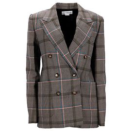 Victoria Beckham Double Breasted Prince of Wales Check Blazer in Multicolor Wool Multiple colors