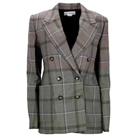 Victoria Beckham-Victoria Beckham Double Breasted Prince of Wales Check Blazer in Multicolor Wool-Multiple colors