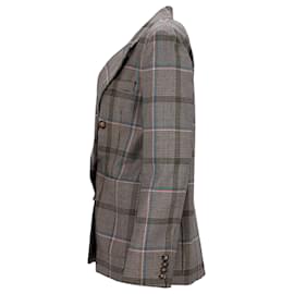 Victoria Beckham-Victoria Beckham Double Breasted Prince of Wales Check Blazer in Multicolor Wool-Multiple colors