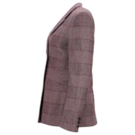 Stella Mc Cartney-Stella McCartney Double-Breasted Plaid Jacket in Burgundy Virgin Wool-Red,Dark red