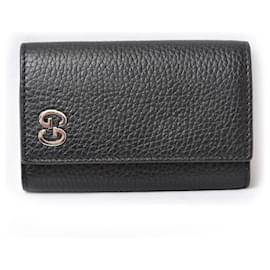 Gucci-Gucci Leather Key Case/Key Holder Black/Silver-Black