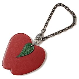 Hermès-Hermes Leather Bag Charm/Strap/Key Holder Apple Red/Green-Red