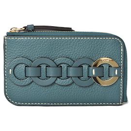 Chloé Chloe Leather Mini Wallet/Coin Case/Card Case DARRYL Blue