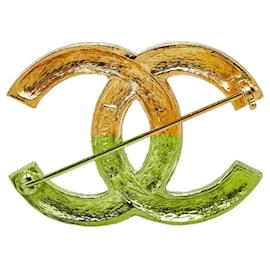 Chanel-Chanel Coco Mark Brooch Gold Plated Rhinestone-Golden,Metallic