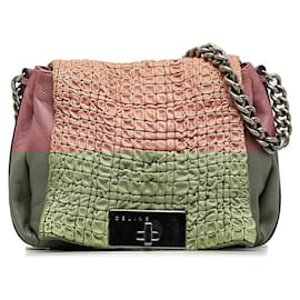Céline-Celine Leather Flap Satchel Shoulder Bag-Pink