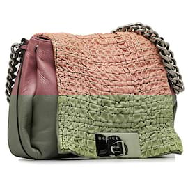 Céline-Celine Leather Flap Satchel Shoulder Bag-Pink