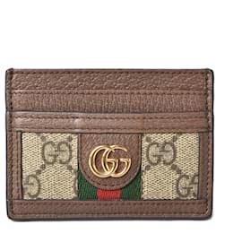 Gucci-Carteira de couro Gucci GG Supreme 552315-Marrom,Bege