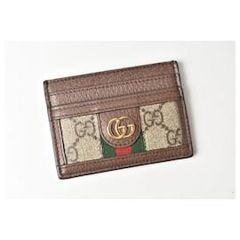 Gucci-Carteira de couro Gucci GG Supreme 552315-Marrom,Bege