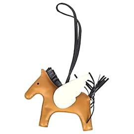 Hermès-Hermès Rodeo MM Charm in Brown Leather-Brown,Red