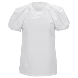 Alexander Mcqueen-Alexander McQueen Puff Sleeve T-shirt in White Cotton-White