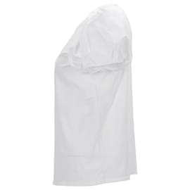 Alexander Mcqueen-Alexander McQueen Puff Sleeve T-shirt in White Cotton-White