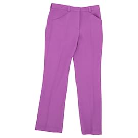 Victoria Beckham-Victoria Beckham Straight Leg Trousers in Purple Virgin Wool-Purple