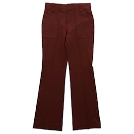 Chloé-Chloé Patch Pocket Pants in Burgundy Virgin Wool-Red,Dark red