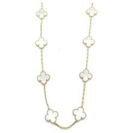 Van Cleef & Arpels-Van Cleef & Arpels Vintage Alhambra Long Necklace 20 Motifs K18 Yellow Gold Mother of Pearl-White