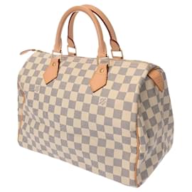 Louis Vuitton-Louis Vuitton Damier Azur Speedy 30 Handbag-White,Beige