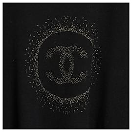 Chanel-Chanel Black wool golden CC Halo Sweater size L Uniform-Black