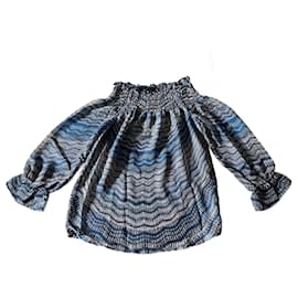 Javier Simorra Top oder Off-Shoulder-Bluse Simorra Größe 36 Braun Blau